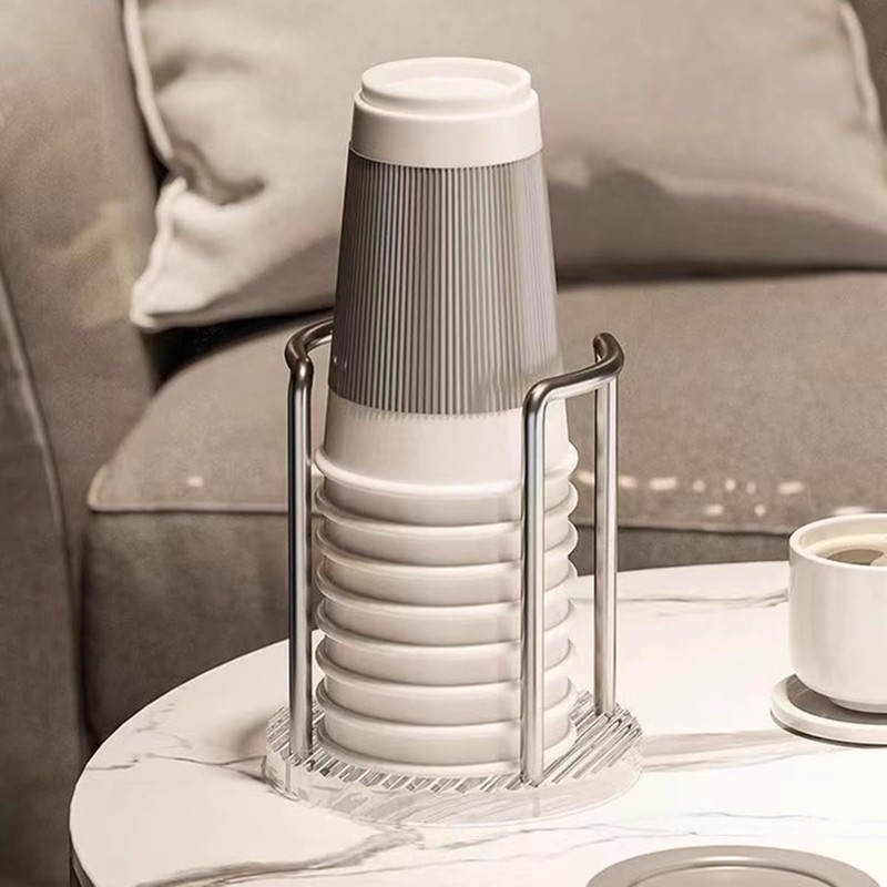 Elegant Acrylic Cup Holder Disposable Cup Storage Organizer Home Coffee