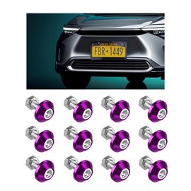 Zpana Car License Plate Screws Kits, 12 Sets M6 Aluminum Alloy Motorcycle Tag Frame Bolts with Nuts & Washers, Decorative Vehicle Number Plate Fastener, Universal for SUV RV Truck (Purple)