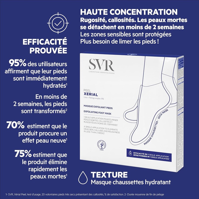 SVR Xerial Mascarilla para Pies Efecto Peeling para Piel Seca,