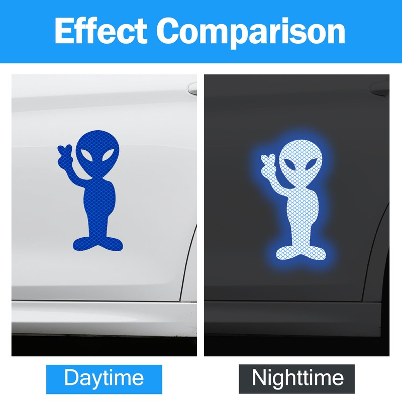 4pcs Reflective Alien Stickers – Fun Waterproof Car Stickers and