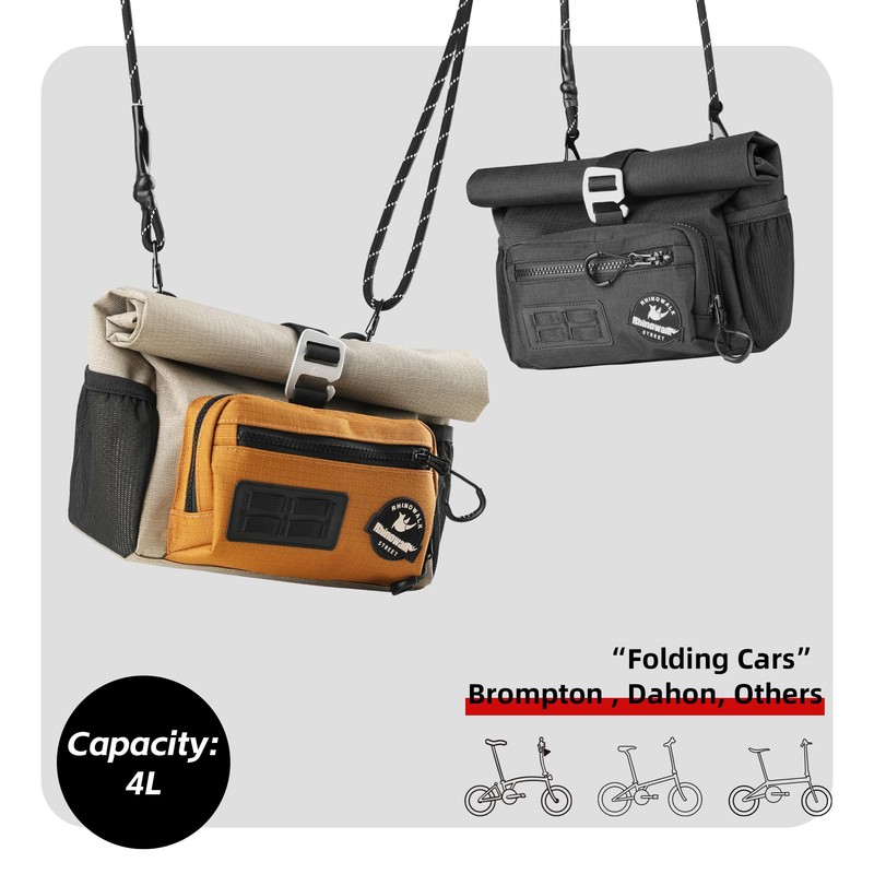 Rhinowalk Handlebar Bag for Brompton Folding Bike Waterproof 2-in-1 Shoulder