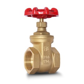 1-1/4" NPT Brass Gate Valve, Heavy Duty Female x Female Thread Manual Rotary Sluice Valve with Wheel Handle for Water, Oil, Gas, Industrial Plumbing, and HVAC Systems (1-1/4", DN32)