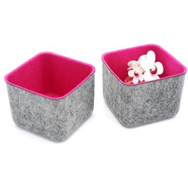 Welaxy Storage bins Set Office Drawer Organizers for School Dorm Home Kitchen bathroom bedroom Closet Cabinet Desk organize boxes Junk Organizing 2-Pack (Rose Red)