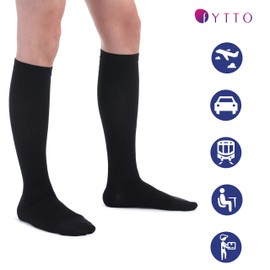 Fytto Men's Compression Socks, Compression Socks, High Socks, Graduated Compression Design, Business Socks, Eliminates Swelling, Black, Men's 1067 M