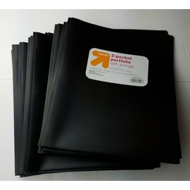 Up & UP Lot of 18 Black 2 Pocket Paper Portfolio Folders With Prongs