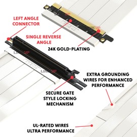 LINKUP - Ultra PCIe 4.0 X16 Riser Cable [RTX4090 RX6950XT x570 Z690 Tested] Shielded PCI Express Gen4 Reverse PCIE Connector w/270 Degree Socket (24cm/9.44") Compatible with NZXT H1 w/o Screw┃White
