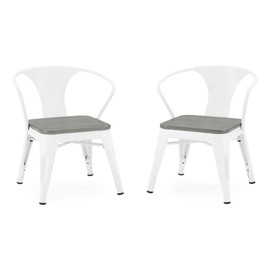 Delta Children Bistro 2-Piece Chair Set, White Metal/Grey Barnboard