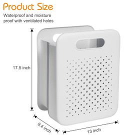 33L Large Collapsible Laundry Basket, Wall-Mounted Hamper, Space-Saving Dirty Clothes Sorter, Portable Hanging Laundry Bin (White)