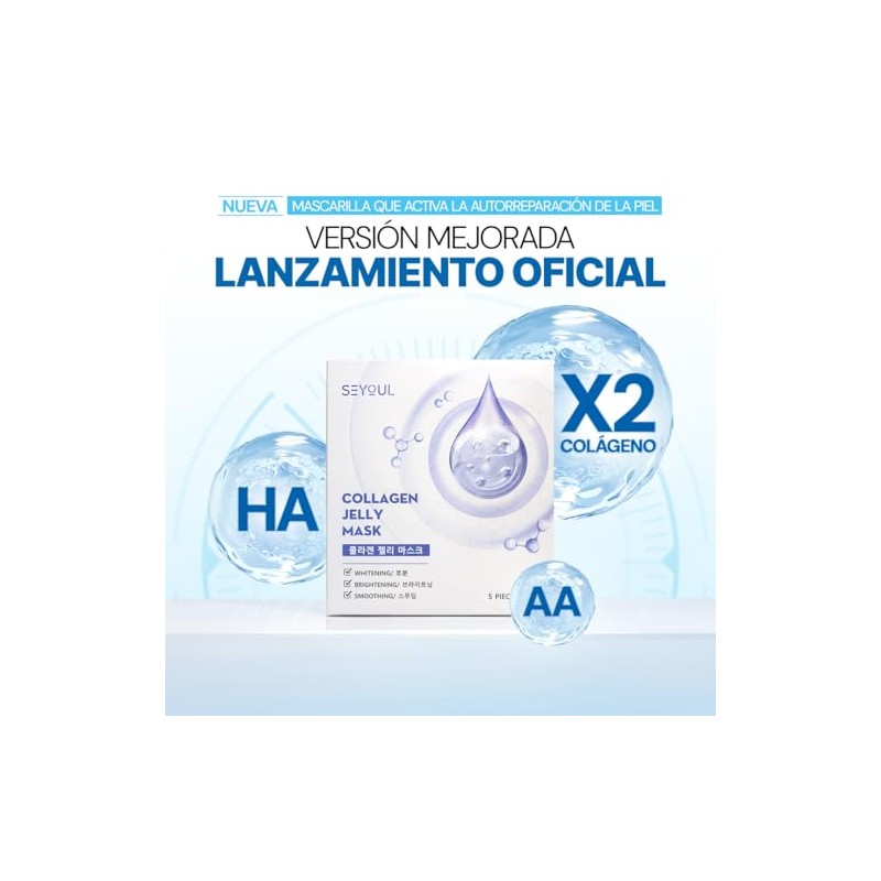 SEYOUL Pro+ Jelly Mask, Mascarilla Hydrogel Overnight con Colágeno de