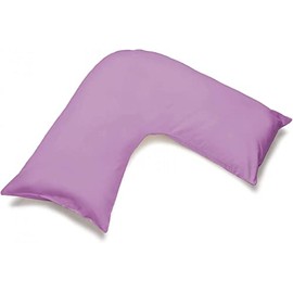 Easy Care V Shaped Pillowcase Plain Dyed Polycotton Machine Washable V Pillow Cover - Pack of 2 (Lilac)