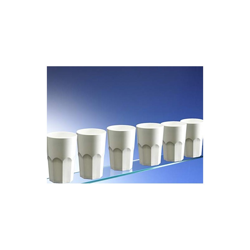 AIOS Set of 6 Unbreakable Polycarbonate White Classic Tumblers. Capacity