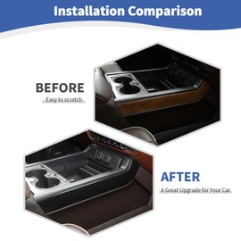 RT-TCZ for Silverado Carbon Fiber Center Console Shifter Side Panel Trim Cover for Chevy Silverado GMC Sierra 2014-2018 Black Carbon Fiber Grain Interior Accessories 2pcs