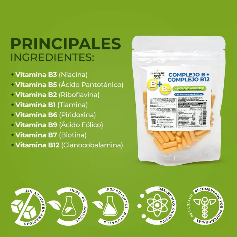 Pasiguaro Pack 2 Bolsas Complejo B+b12 Pasiguaro con 150 cápsulas