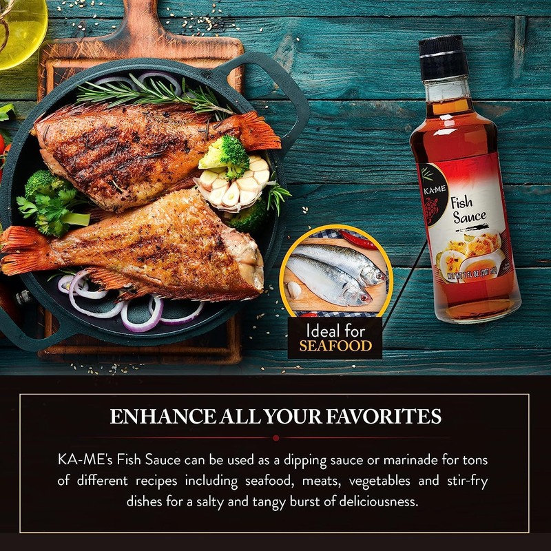 KA-ME Authentitc Asian Fish Sauce - Gluten-Free, No Preservatives, No