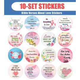 NewEights Bible Verses About Love Stickers (10 Sets X 16 Designs) - Great Gifts for Party Favors, Sunday School Classroom Rewards - Christian Stocking Stuffers for Kids, Boys, Girls