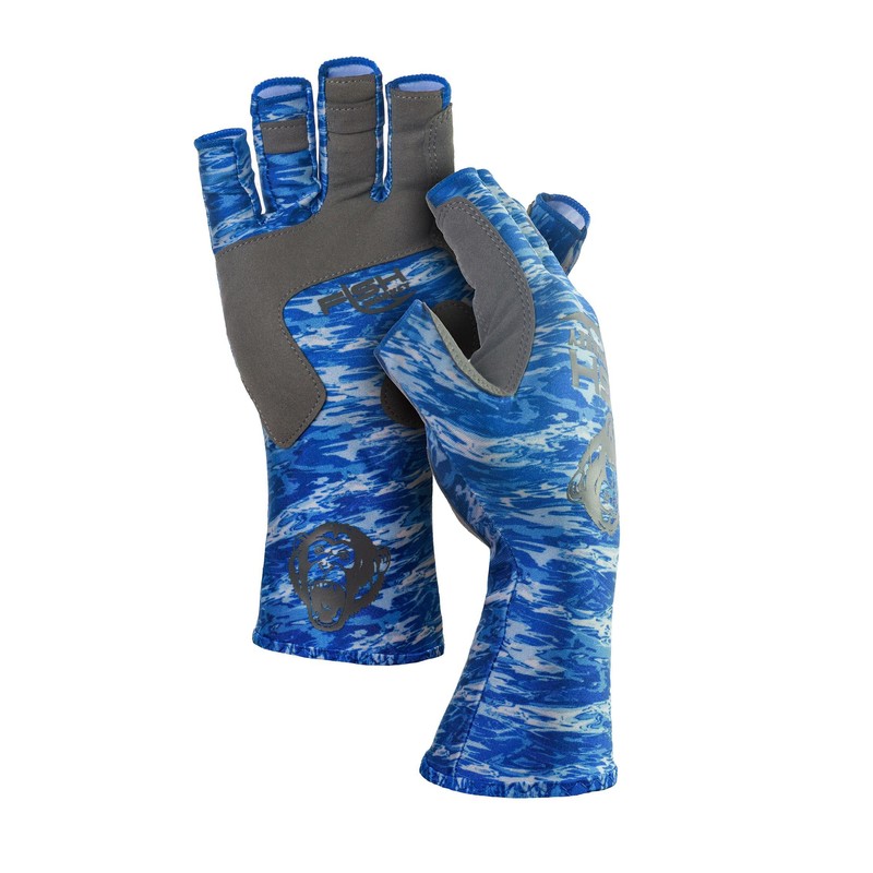 Fish Monkey Gloves Half Finger Guide Gloves, Medium, Grey Water