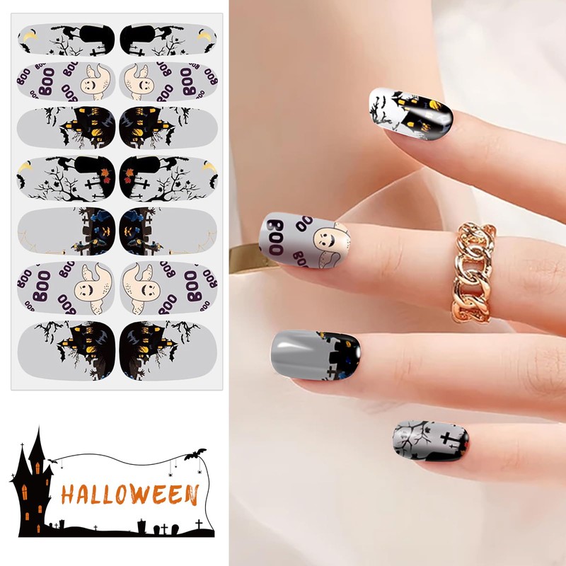 12 Sheets Halloween & Christmas Nail Polish Stickers Full Wraps,