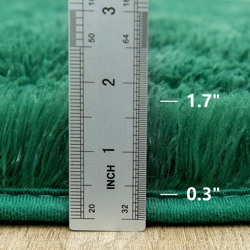 Awaytail Fluffy Lightweight 2x3 Feet, Blackish Green Under Desk Rug,