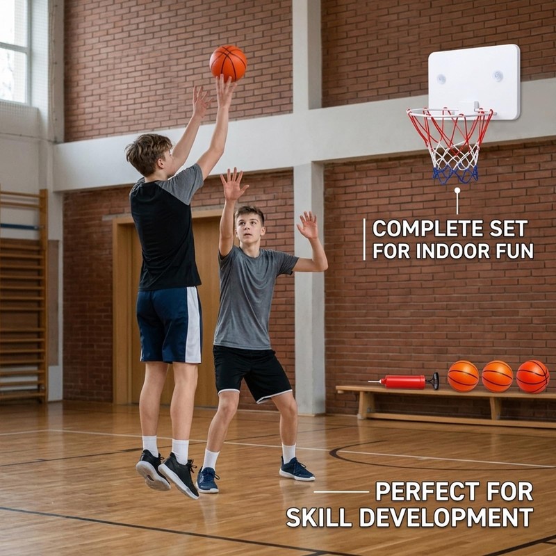 6Pcs Mini Basketball Hoop, with Pump and 4Pcs Mini Basketballs,
