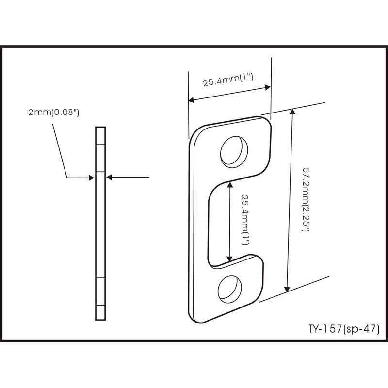 QCAA Solid Brass Deadbolt Strike Plate, Adjustable Jamb Plate, for