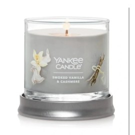 YANKEE CANDLE 4.3oz SMOKED VANILLA & CASHMERE Glass Scented Candle Holidays NEW