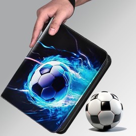 Cerkkapo Football Scrapbook, PU Portable Football Cards Scrapbook, 50 Pages 400 Cards Capacity Football Scrapbook, Trading Cards Album Folder Book Compatible Football Cards Gift for Children