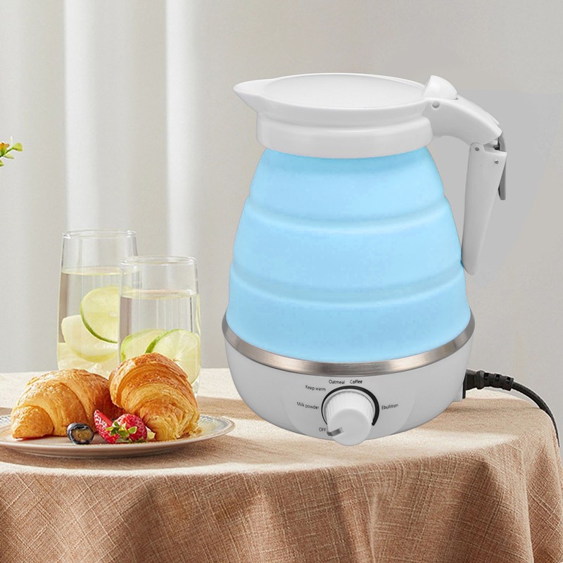 850W Foldable Electric Kettle 600ml Silicone Auto Power Off Collapsible