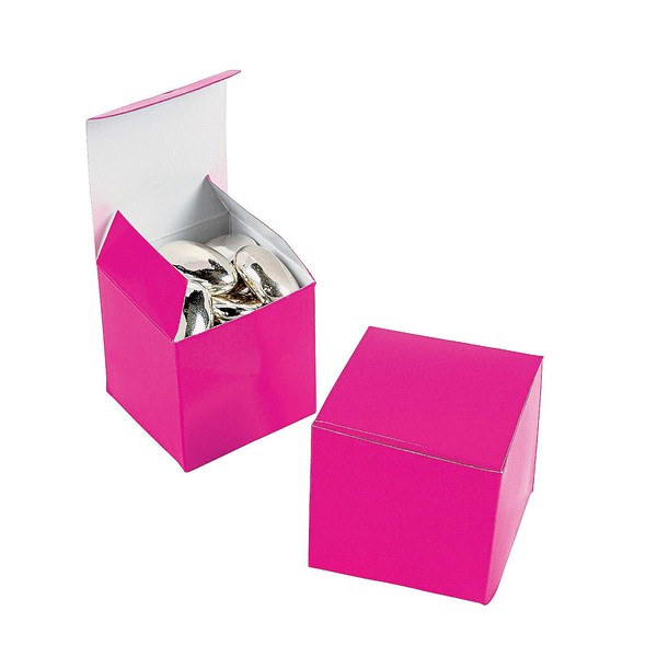 Fun Express - 2" Hot Pink Gift Boxes (24pc) for Wedding - Party Supplies - Containers & Boxes - Paper Boxes - Wedding - 24 Pieces