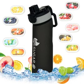 Air Water Bottle with Flavour Pods, 700ml Starter Up Set BPA Free Drinking Bottles with 10 Random Flavour Pods Scented 0 Sugar Calorie, Water Cup with Straw for Gym School Outdoor (Blue & Purple)