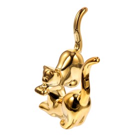 BIUDECO 2pcs Ceramic Cat Statues Decorative Ornaments for Living Bedroom Charming Desktop Cat Sculptures Elegant Office Decor for Home Decoration