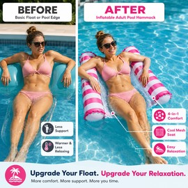Inflatable Pool Hammock Floats for Adults – 4-in-1 Water Lounger for Pool, Lake & Beach Relaxing