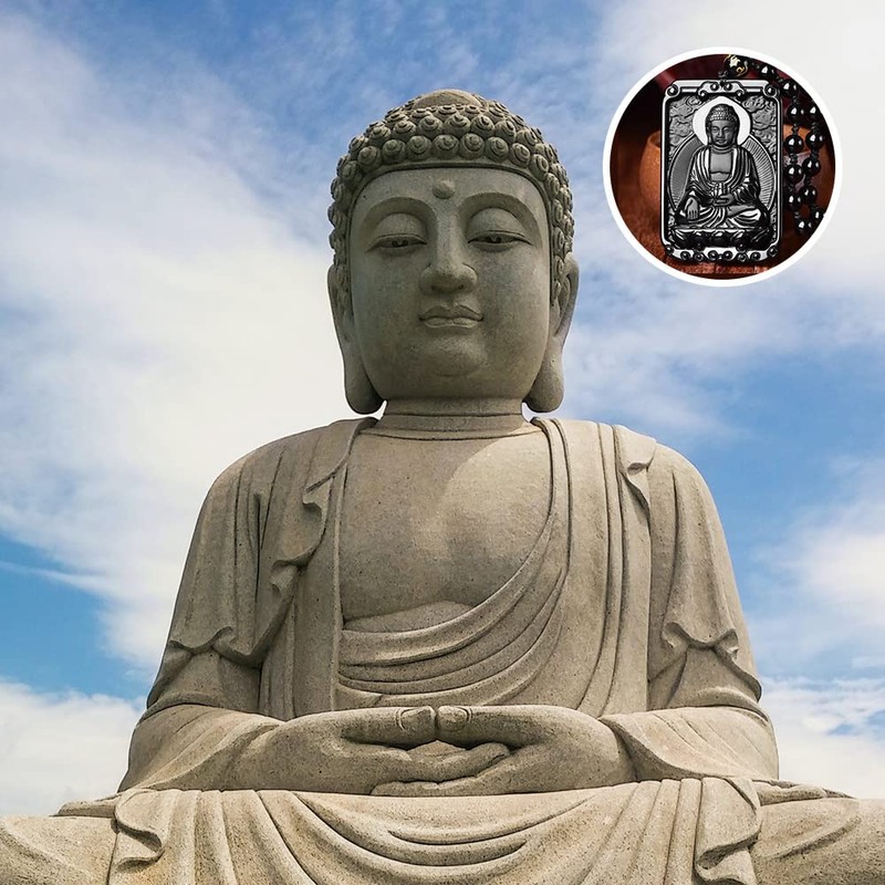 LXMYLI Black Obsidian Buddha Jade Pendant, Zodiac Bodhisattva Amulet Talisman,