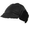 SNUGRUGS Mens Black Real Sheepskin Stud Trapper Hat. Leather Bound
