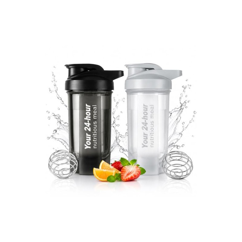 (2 piezas) 500ML Botella para Proteina de Coctelera，Botella Deportiva de
