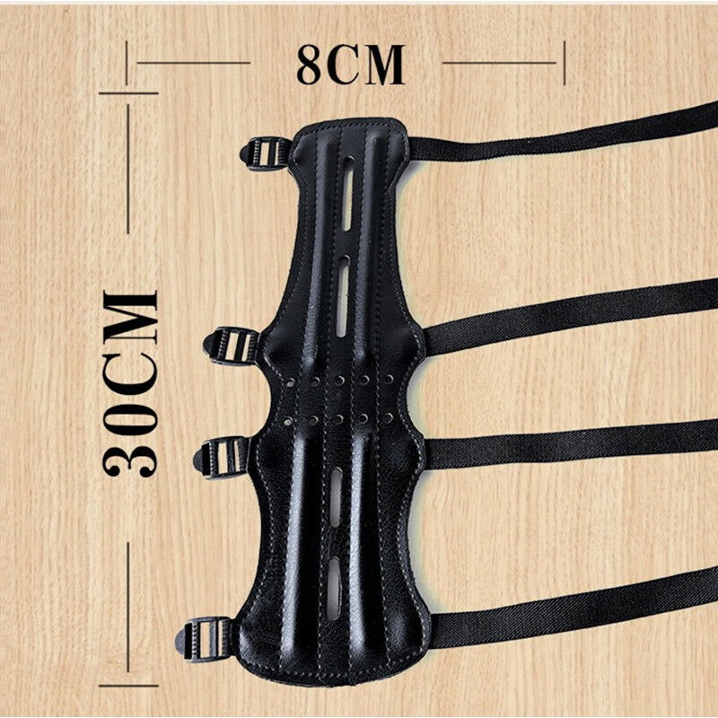 SOSOSHOT Archery Leather Arm Guard Long 4Straps Forearm Protective Gear