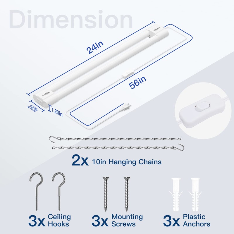 BBOUNDER 2FT LED Shop Light Fixture, Super Bright 2200LM, Cool