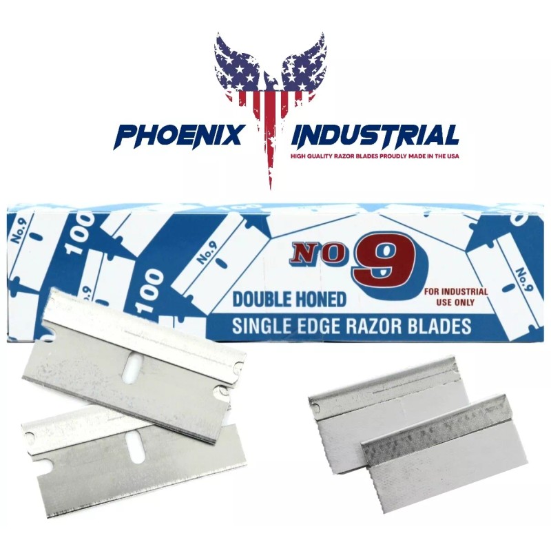 Phoenix Industrial 100-PACK .009 #9 Single Edge Razor Blades Box