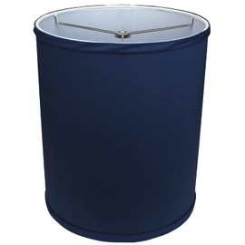 FenchelShades.com 10" Top Diameter x 10" Bottom Diameter 12" Height Fabric Drum Lampshade Washer Attachment (Linen Navy Blue)