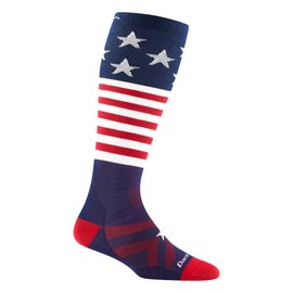 Darn Tough Kids Captain Stripes OTC Lightweight Ski & Snowboard Sock (Style 3801) - Stars and Stripes, Medium