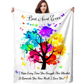 EQWQV Gifts for Aunt Blanket Throw Mothers Day Birthday Gifts for Aunt Blankets Best Aunt Ever Gifts from Niece Nephew 50"X40"