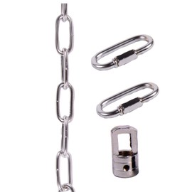 Lighting Pendant Chain, Heavy Duty Chain for Light Fixture, Mirror or Picture Suspension Chain in Antique Brass Finish, Multiple Specifications (Silver,12)