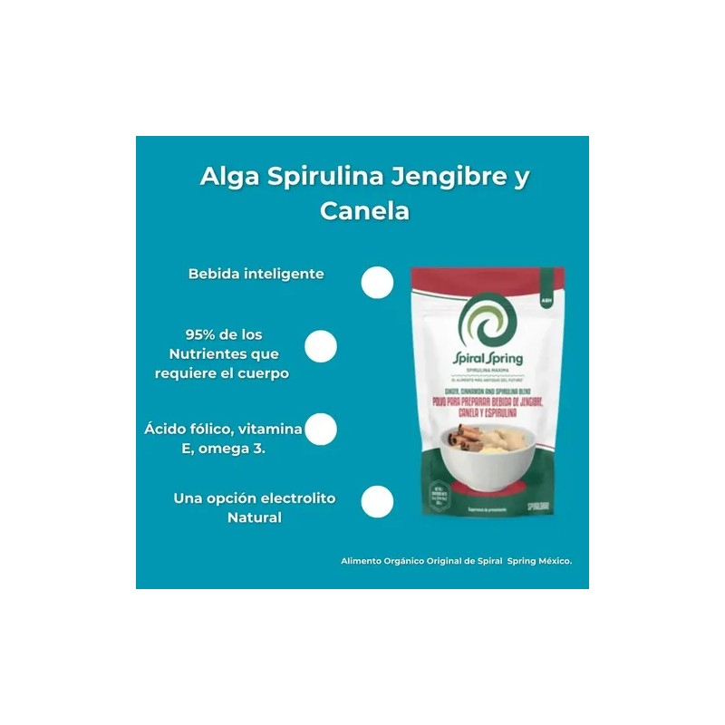 Alga Spirulina + Canela + Jengibre 2 Bolsas De 200grs