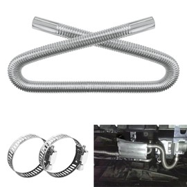 QKYS Stainless Steel Diesel Heater Exhaust Pipe, 100CM/39.3" Flexible Exhaust Tubing with 2 Hose Clamps, Inner Diameter 1 Inch, Silver, for Diesel Air Heater