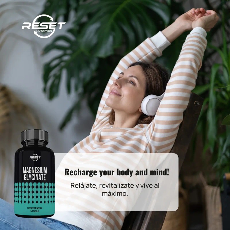Reset Nutrition Glicinato Magnesio 400mg Estrés 240cáp