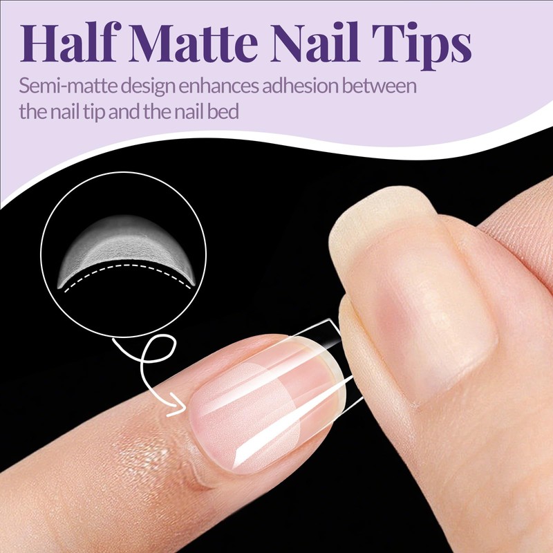 AddFavor Square Nail Tips, 420pcs Soft Gel Nail Tips Square