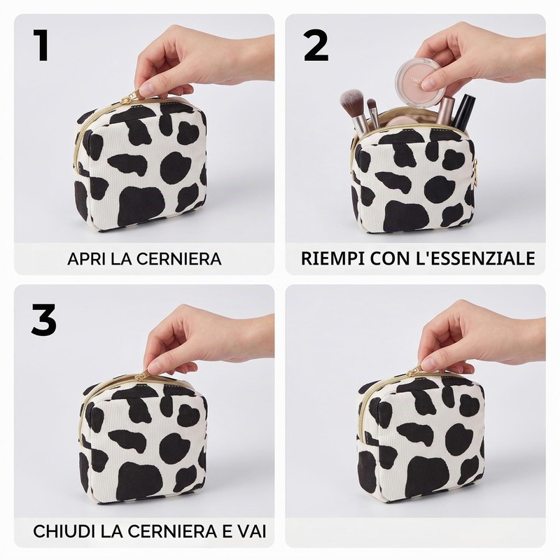 FUHAMJ 2 Pezzi Borsa Per Cosmetici Per Donna, Pochette Trucchi