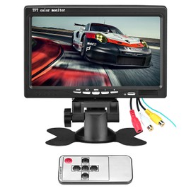 Vehicle On-Dash Backup Monitor, 7" Digital HD Car TFT LCD Color Screen Displaywith 2 Video Input for Rear View Camera (No Cam, 1024 x 600)