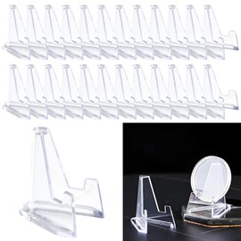 GGTTNRT 25 Packs Display Stand Mini Clear Acrylic Display Stand Easel, Card Display Stand, Coin Display, for Display Cards Coins Handicrafts (36mm)