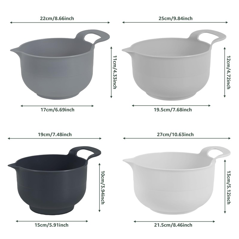 4 Pcs Plastic Mixing Bowl Set, Reusable Plastic Nesting Mixing