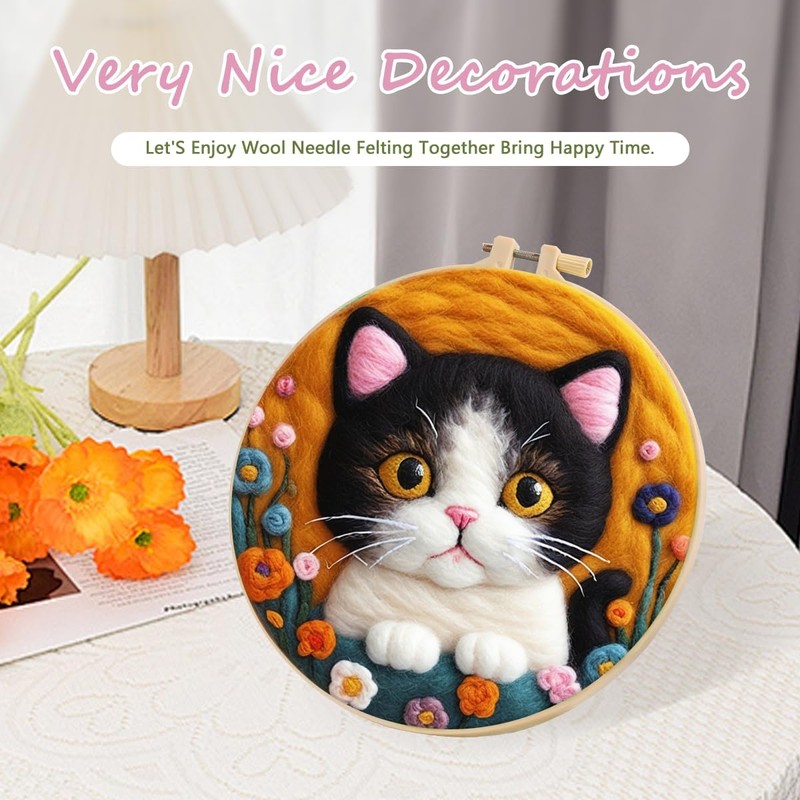 Needle Felting Kit for Beginner – Cat Needle Wool Felting